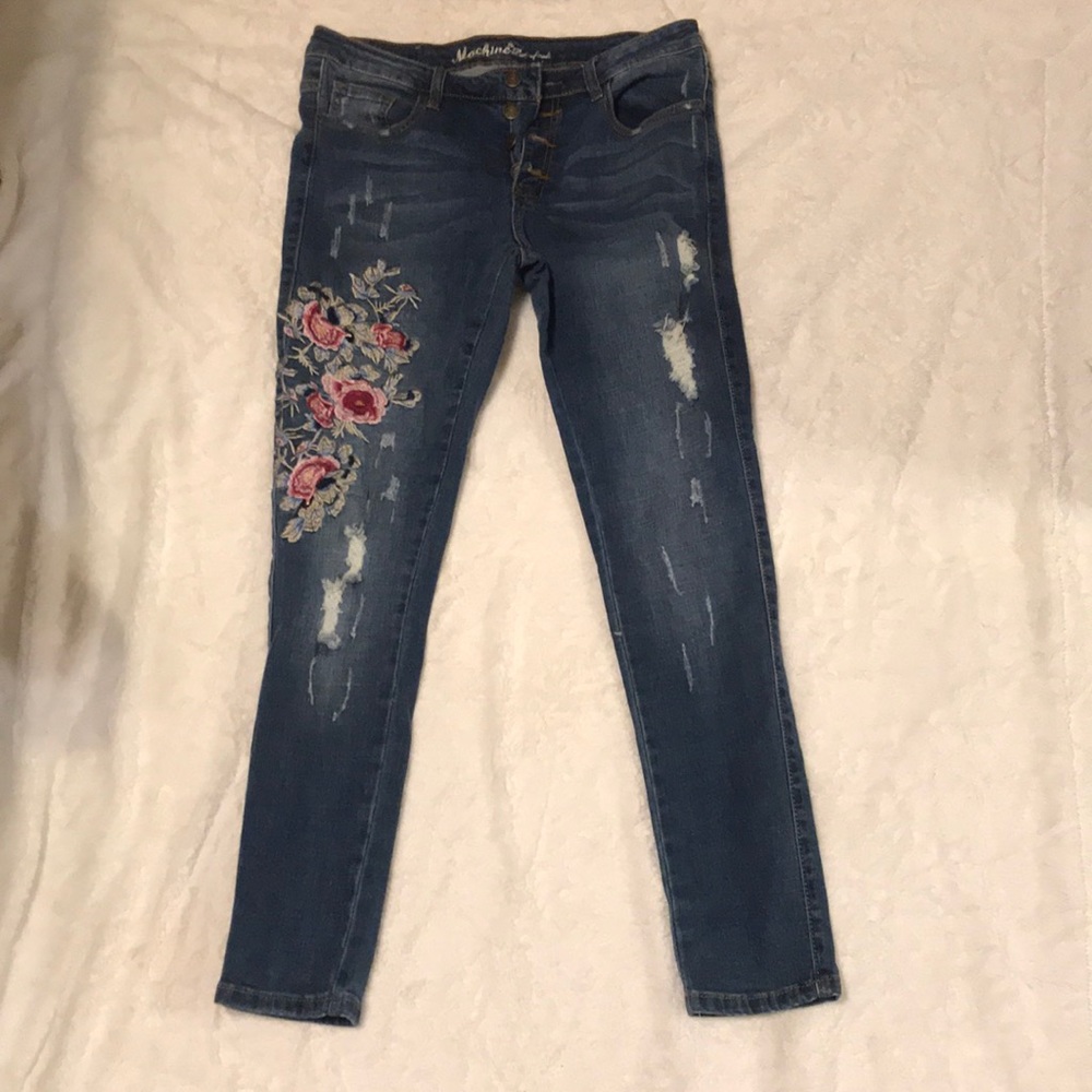 Embellished skinny jeans.